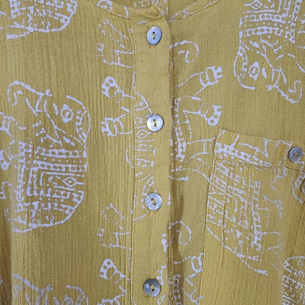 Intimately Free People Womens XS Yellow Gauzy Button Up Elephant Print Romper - Picture 4 of 7